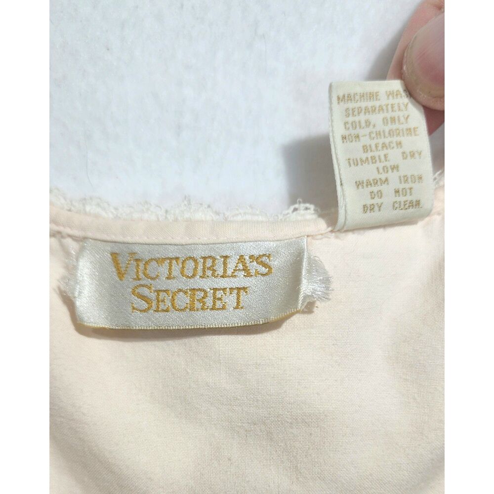 Vintage Victoria's Secret Gold Label Nightgown M Pink Cotton Cottagecore Maxi - Picture 4 of 11